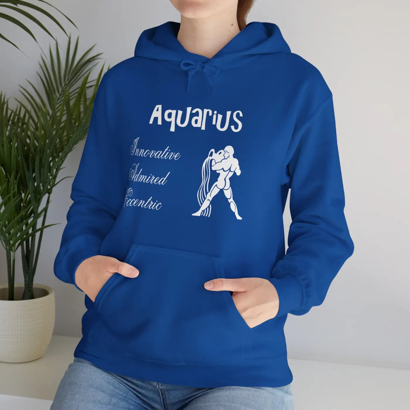 Aquarius Zodiac Sign Hooded Sweatshirt - Cozy Eco-Friendly - DipaliZ