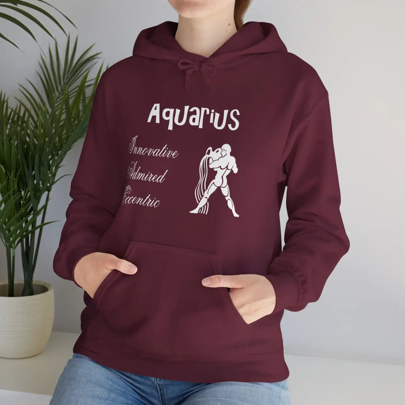 Aquarius Zodiac Sign Hooded Sweatshirt - Cozy Eco-Friendly - DipaliZ
