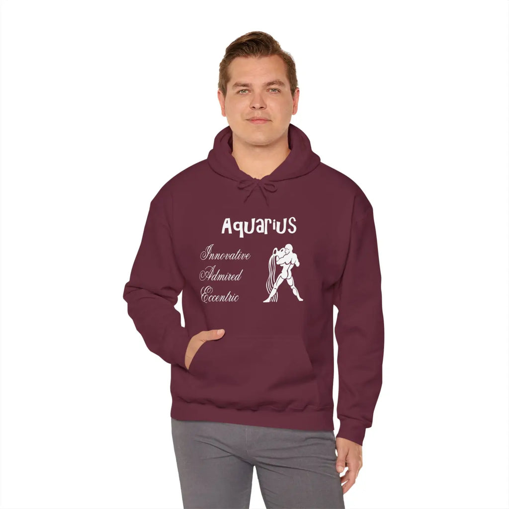 Aquarius Zodiac Sign Hooded Sweatshirt - Cozy Eco-Friendly - DipaliZ
