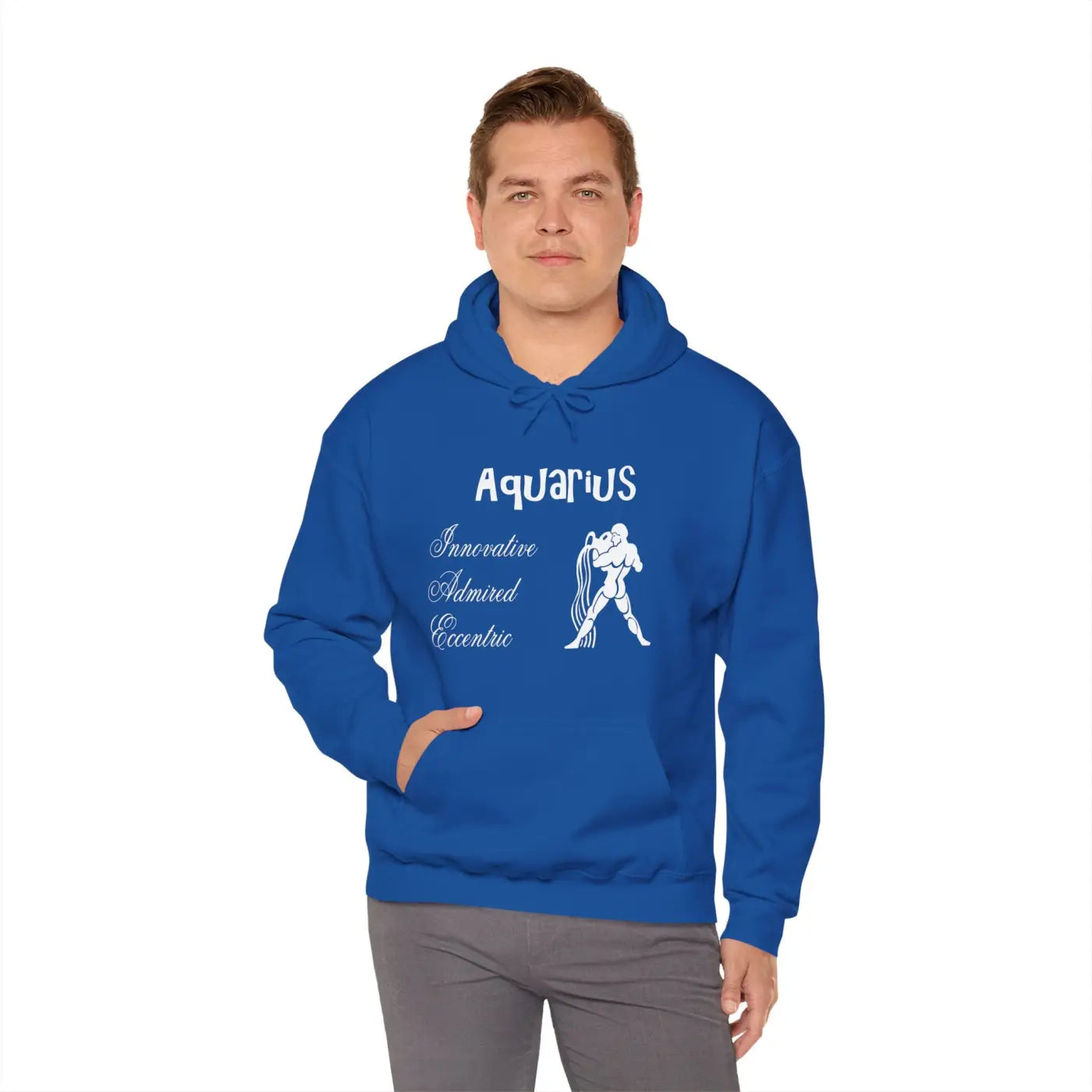 Aquarius Zodiac Sign Hooded Sweatshirt - Cozy Eco-Friendly - DipaliZ