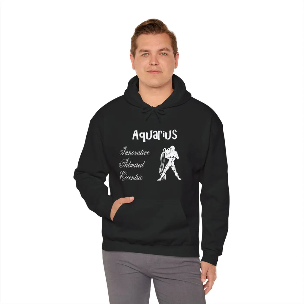 Aquarius Zodiac Sign Hooded Sweatshirt - Cozy Eco-Friendly - DipaliZ