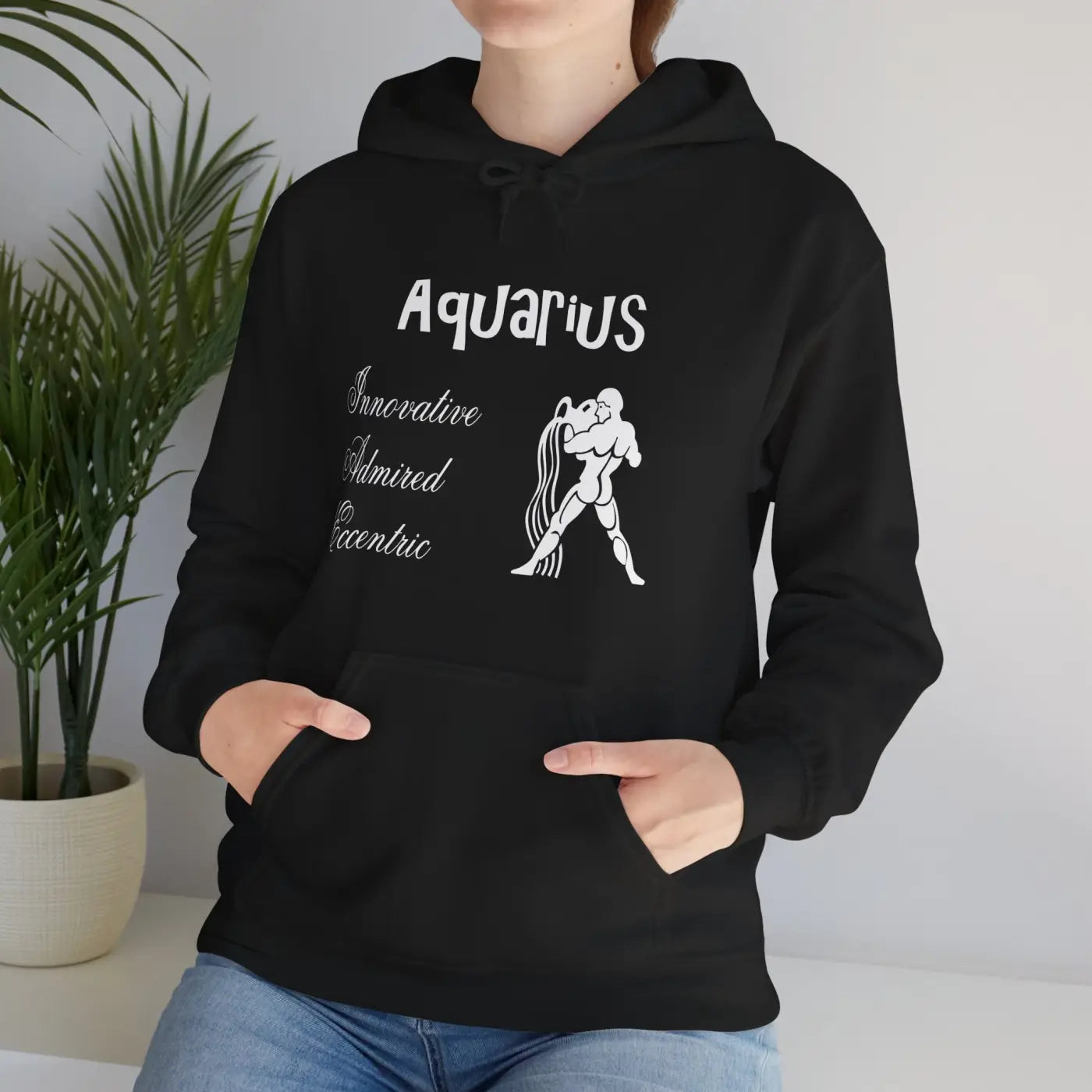 Aquarius Zodiac Sign Hooded Sweatshirt - Cozy Eco-Friendly - DipaliZ