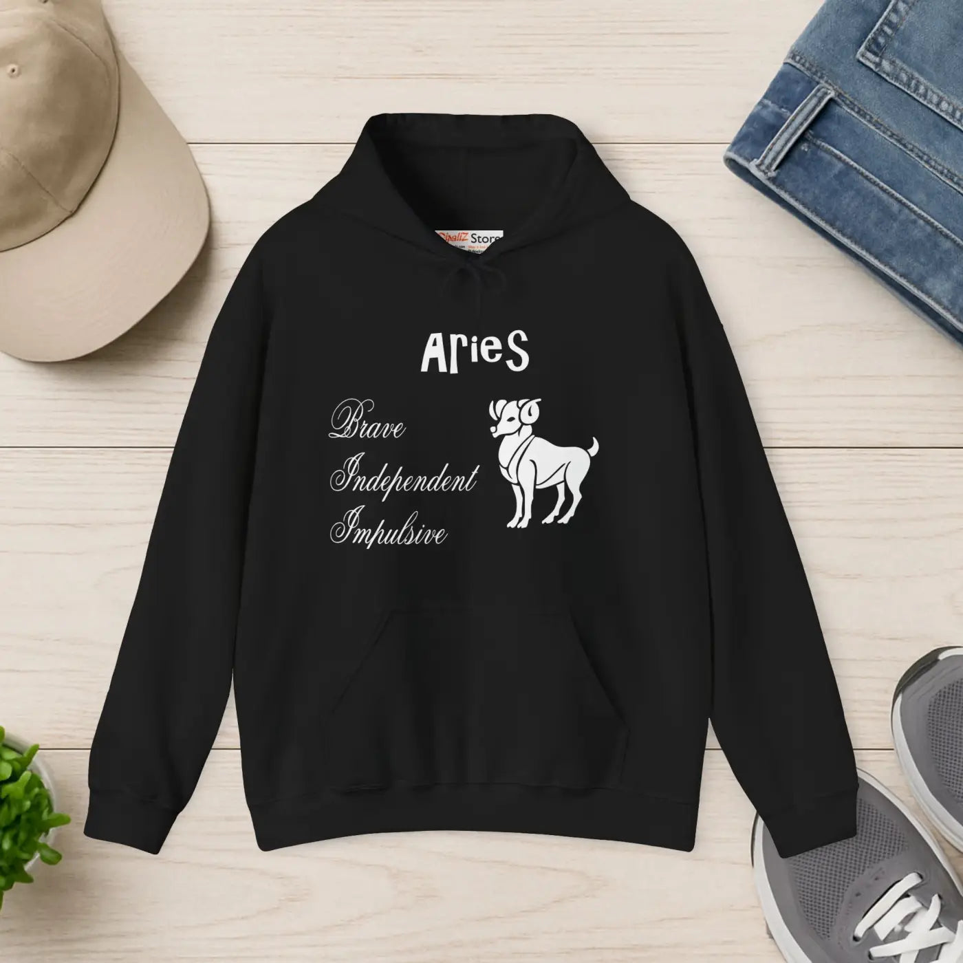 Aries Zodiac Sign Hooded Sweatshirt - Unisex Heavy Blend - DipaliZ