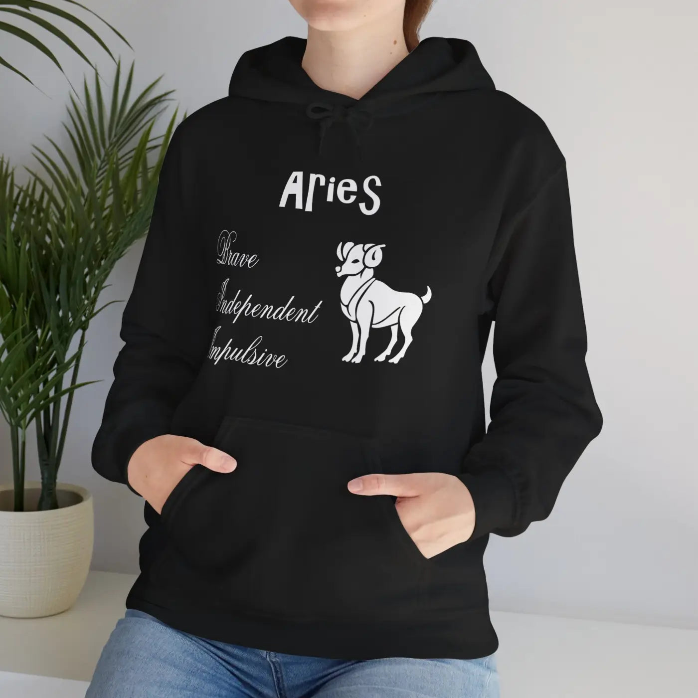 Aries Zodiac Sign Hooded Sweatshirt - Unisex Heavy Blend - DipaliZ