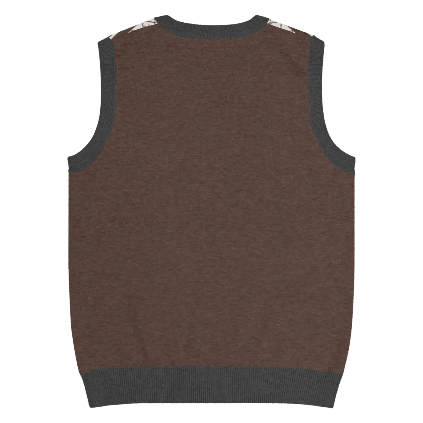 Knit V-Neck Vest - Diamond Grid and Horizontal Stripes - DipaliZ