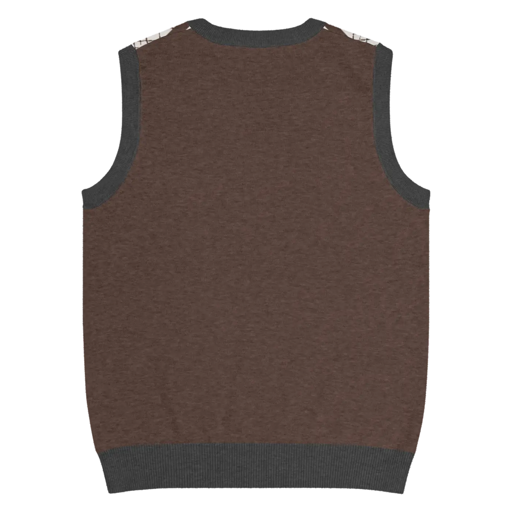 Knit V-Neck Vest - Diamond Grid and Horizontal Stripes - DipaliZ