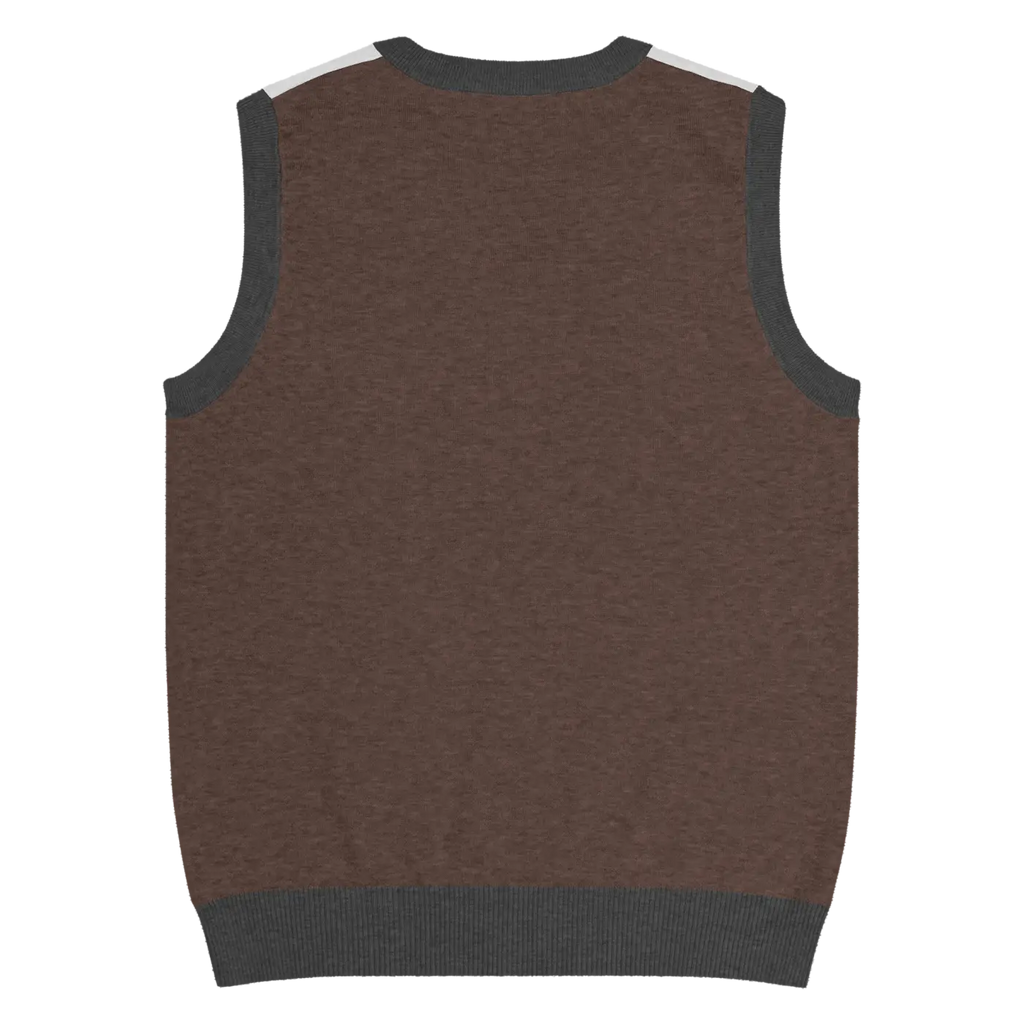 Knit V-Neck Vest - Diamond Grid and Horizontal Stripes - DipaliZ
