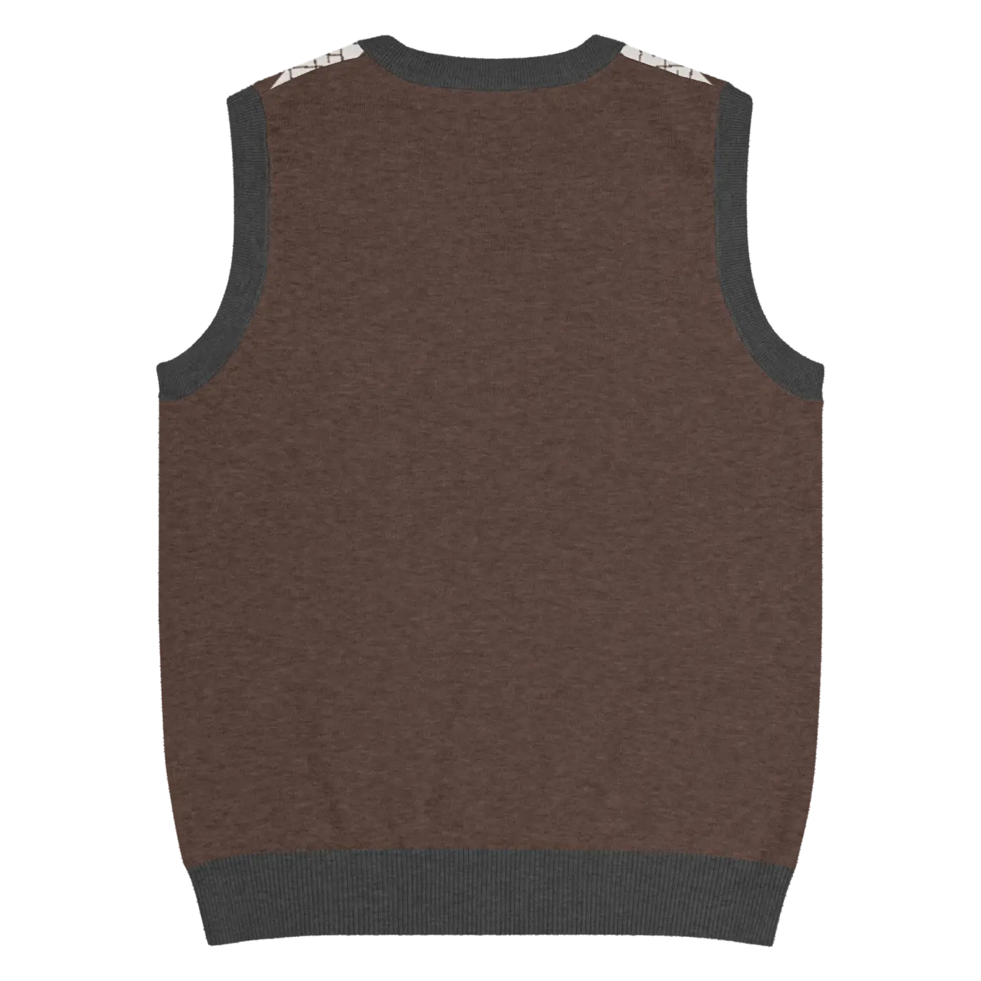 Knit V-Neck Vest - Diamond Grid and Horizontal Stripes - DipaliZ
