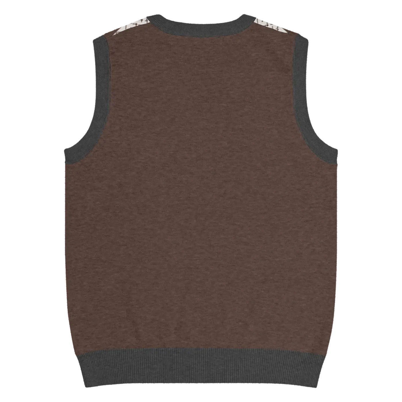 Knit V-Neck Vest - Diamond Grid and Horizontal Stripes - DipaliZ