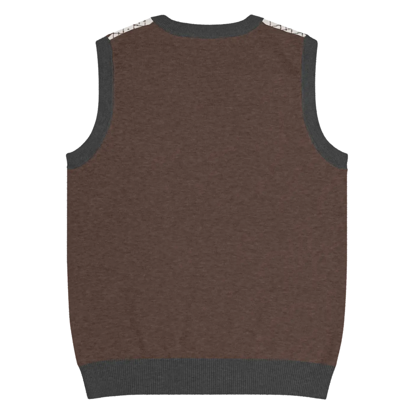Knit V-Neck Vest - Diamond Grid and Horizontal Stripes - DipaliZ