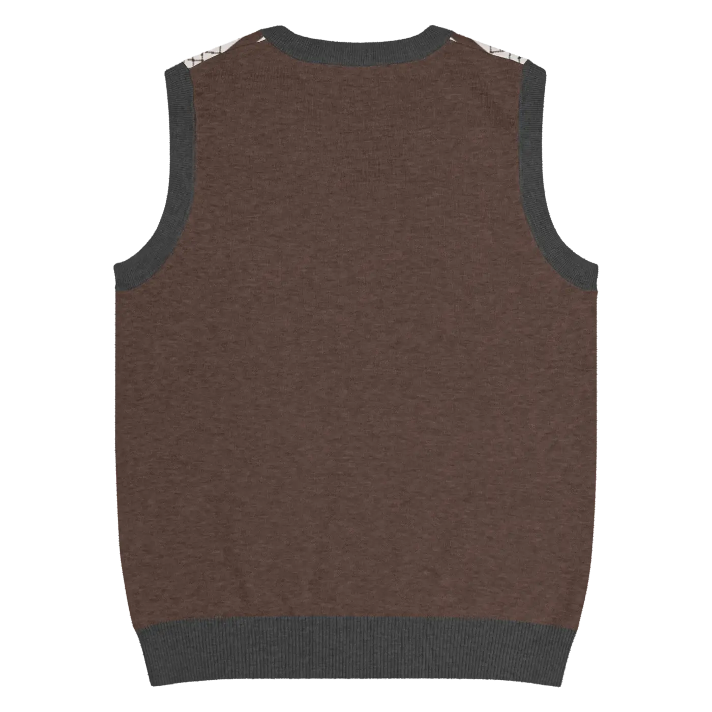 Knit V-Neck Vest - Diamond Grid and Horizontal Stripes - DipaliZ