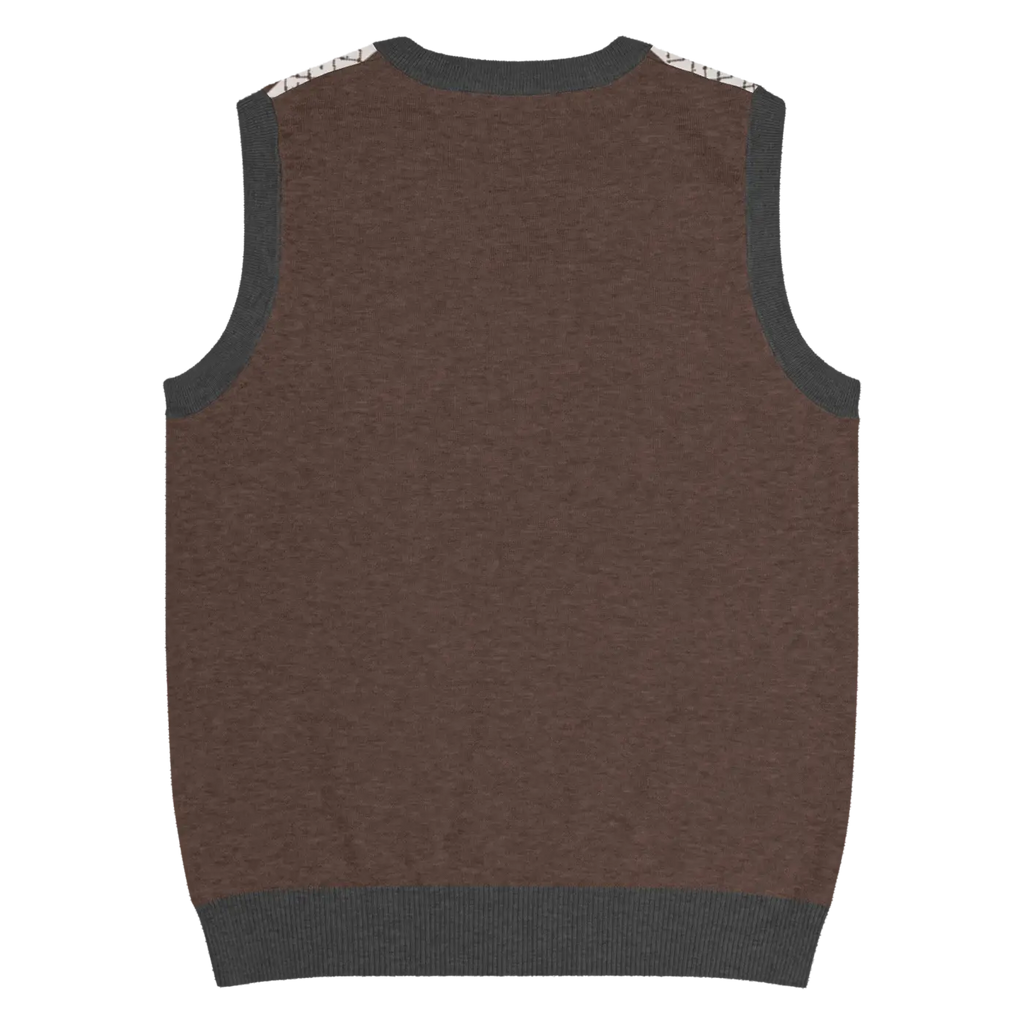 Knit V-Neck Vest - Diamond Grid and Horizontal Stripes - DipaliZ