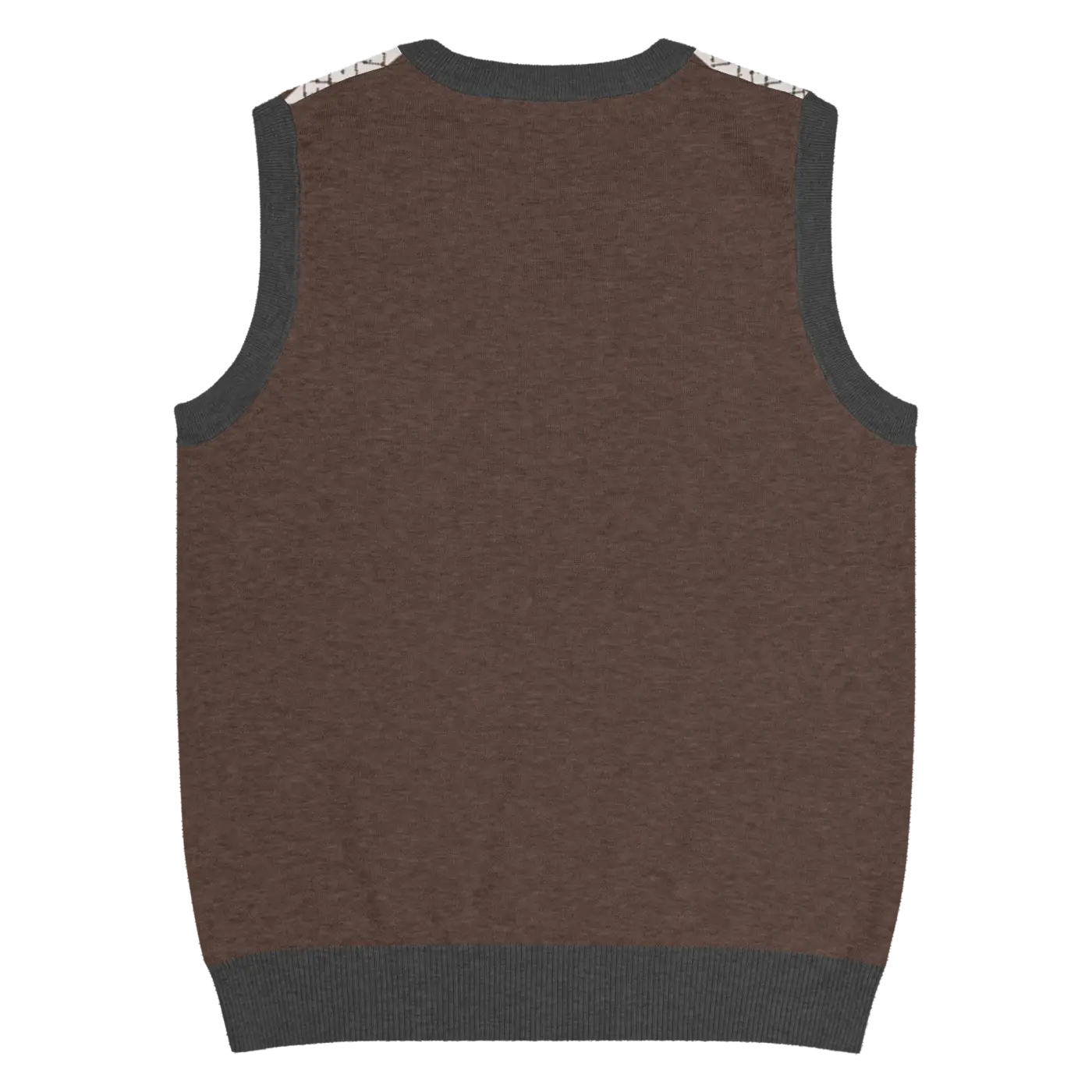 Knit V-Neck Vest - Diamond Grid and Horizontal Stripes - DipaliZ