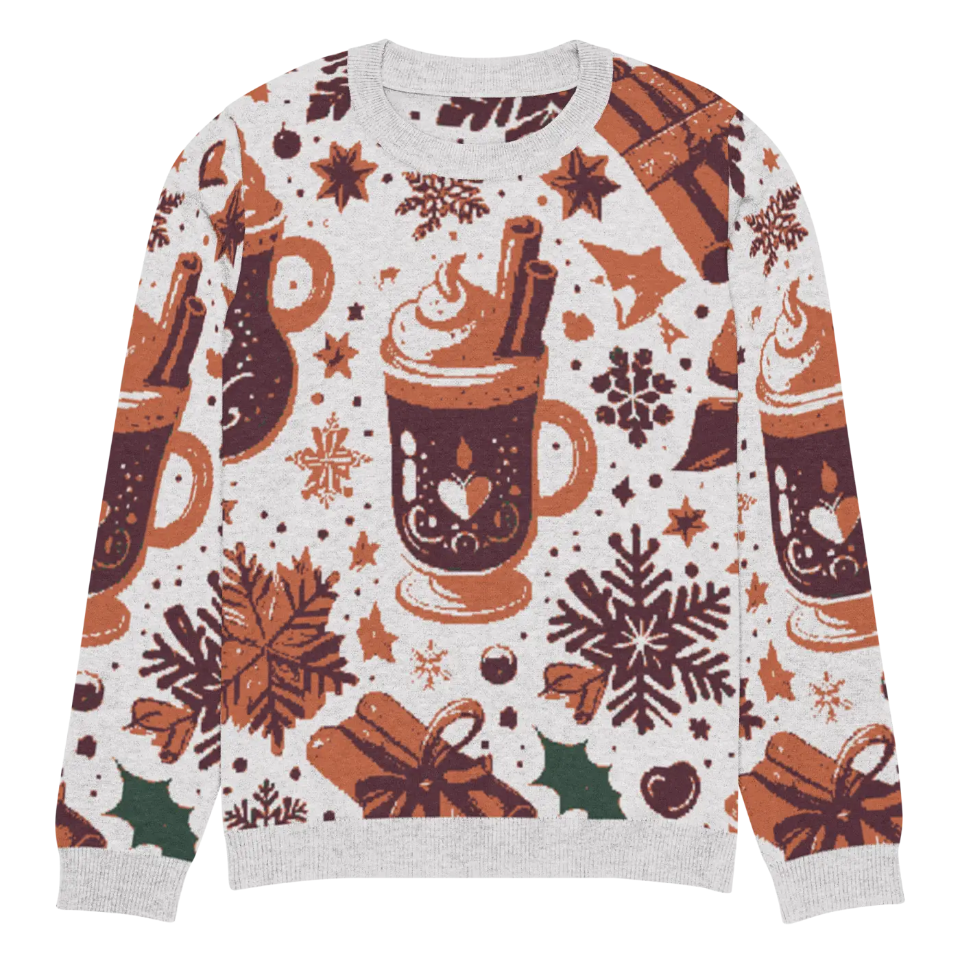 Knitted Crew Neck Sweater - Hot Cocoa Vibes - DipaliZ