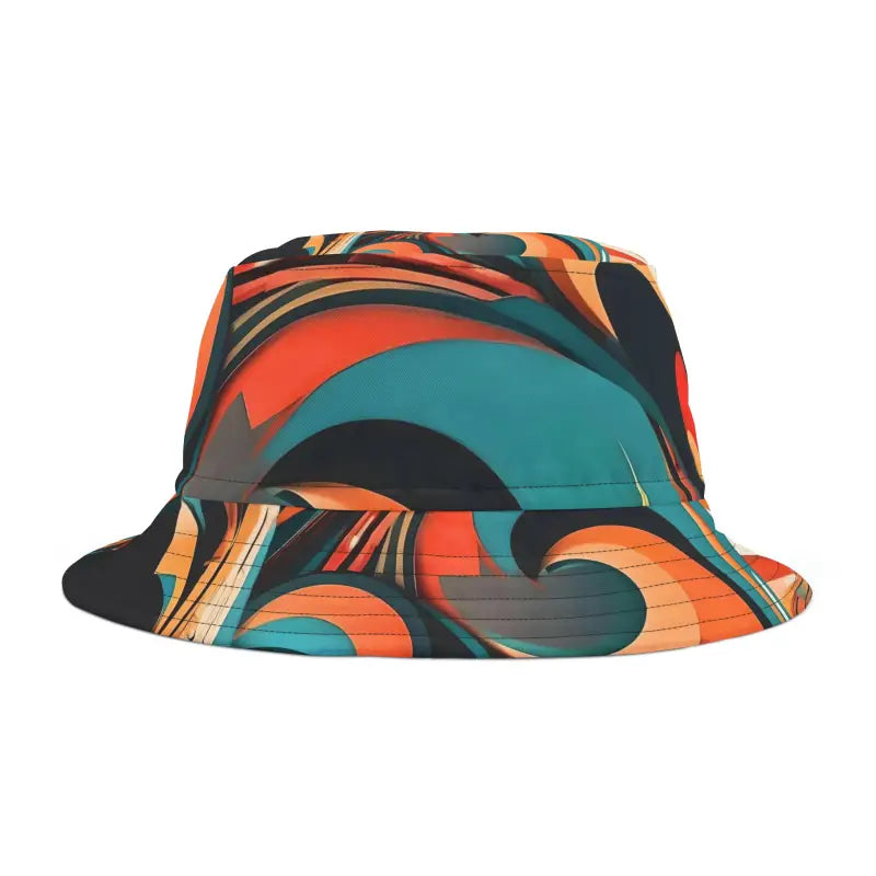 Colorful Abstract Striped Bucket Hat - Polyester - DipaliZ