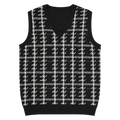 Houndstooth Check Knit V-Neck Vest - Timeless Style - DipaliZ