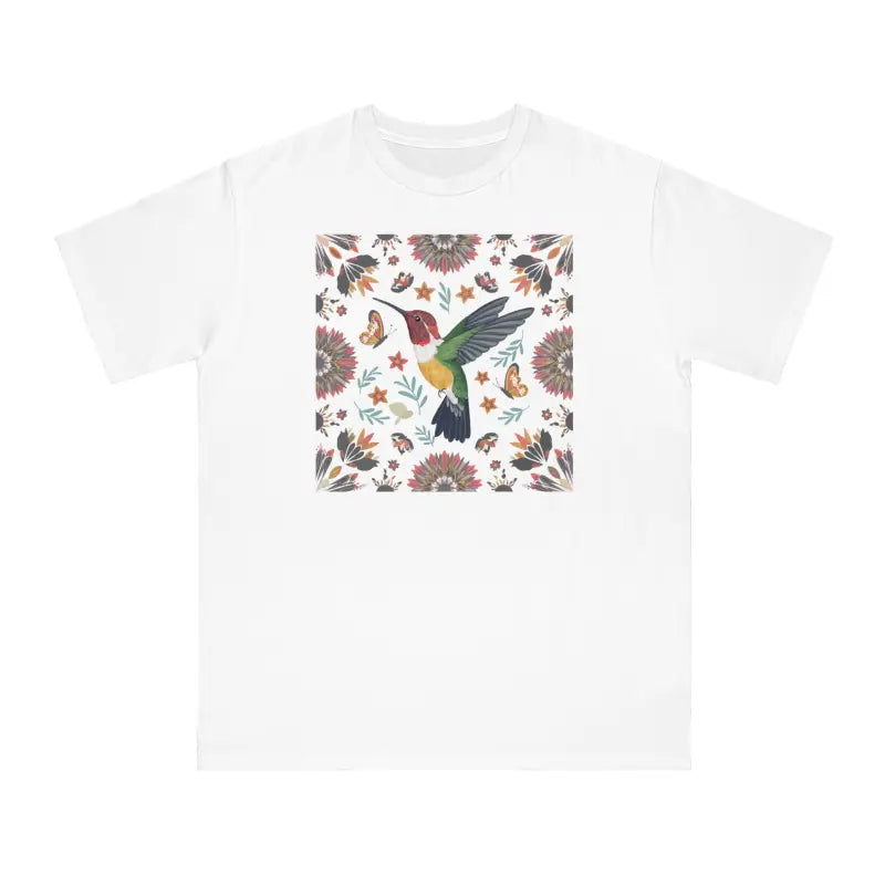 Hummingbird Floral Bliss Tee - Cozy Cottage Couture - DipaliZ