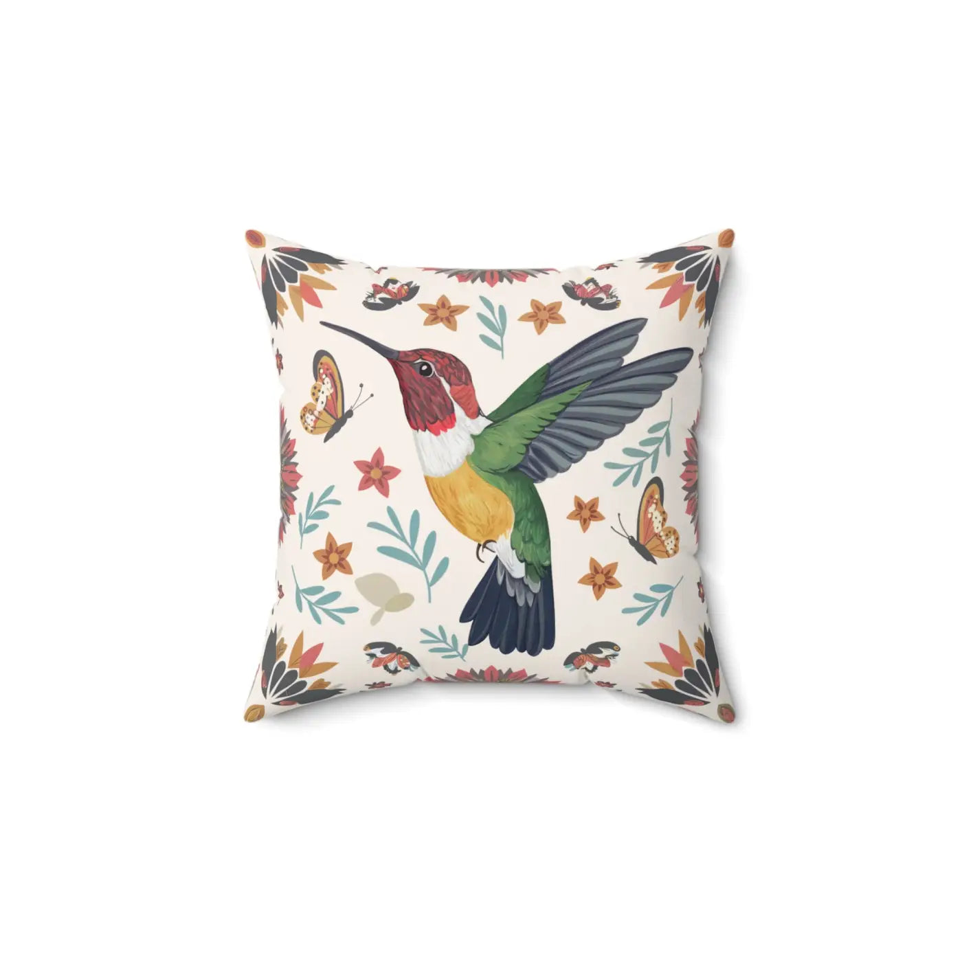 Hummingbird Cottage Chic Pillows - Polyester Throw Pillow - DipaliZ