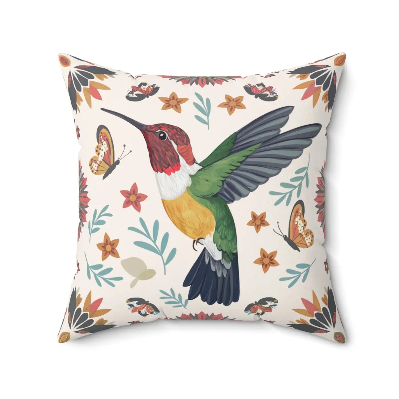 Hummingbird Cottage Chic Pillows - Polyester Throw Pillow - DipaliZ