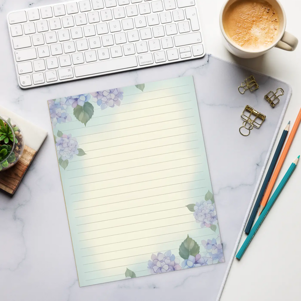 Hydrangea Flower Garden Notepad - Single-Sided Tear-Away Pages - DipaliZ