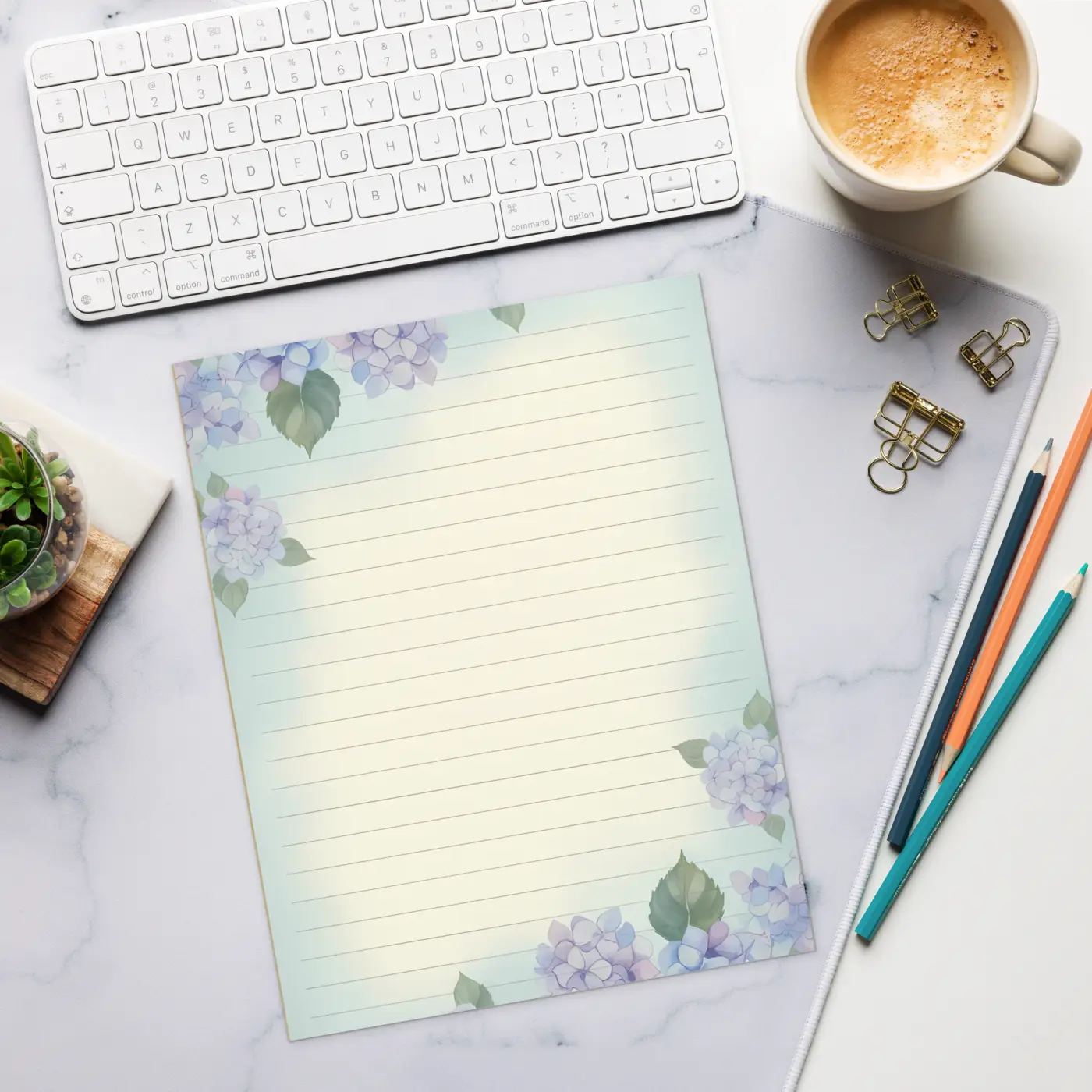 Hydrangea Flower Garden Notepad - Single-Sided Tear-Away Pages - DipaliZ