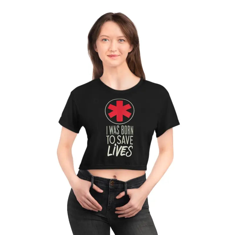 I Was Born To Save Lives AOP Crop Tee - Superhero Style - DipaliZ