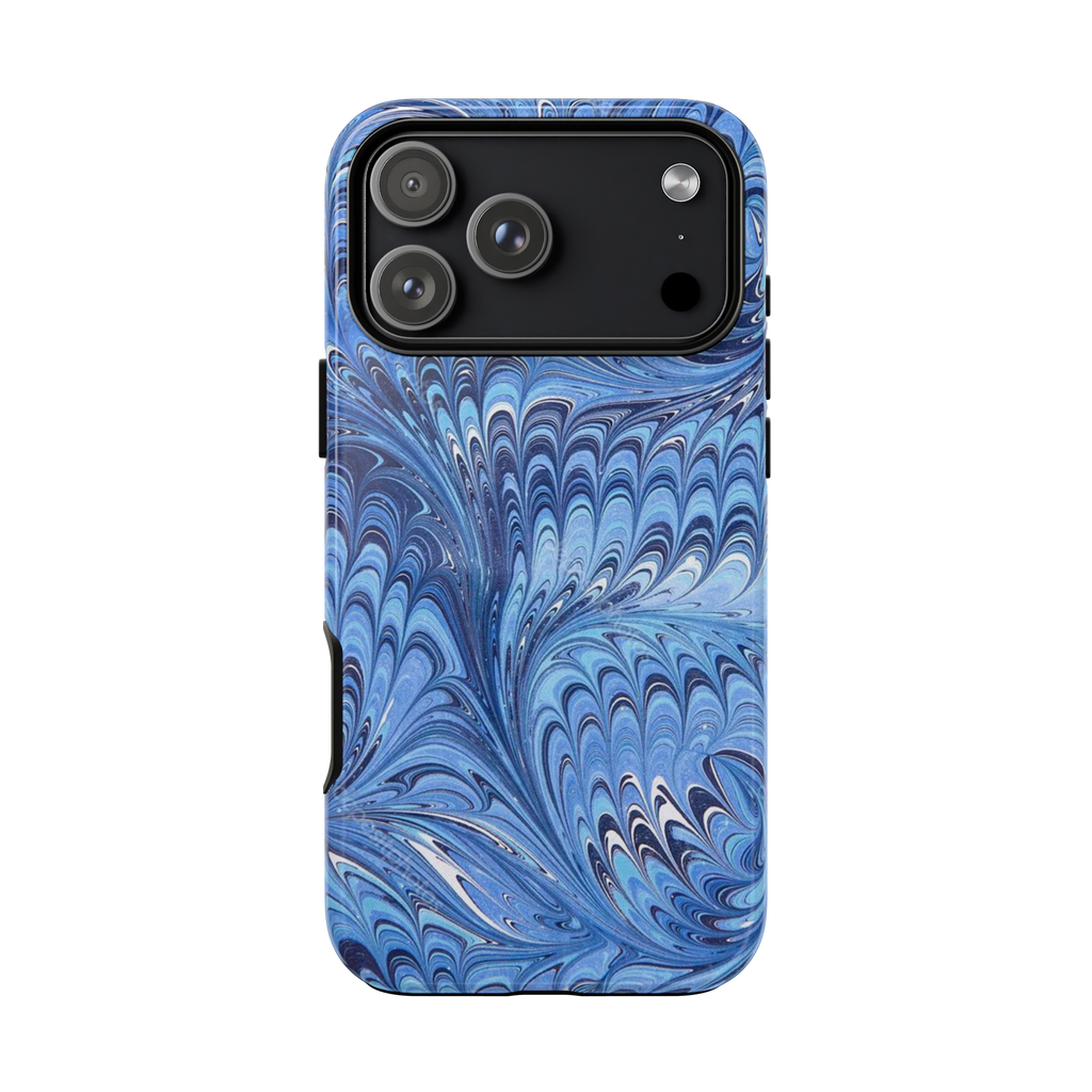 Blue Marbled Durable Phone Case - Dual Layer - Matte or Glossy