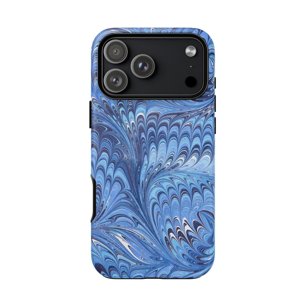 Blue Marbled Durable Phone Case - Dual Layer - Matte or Glossy
