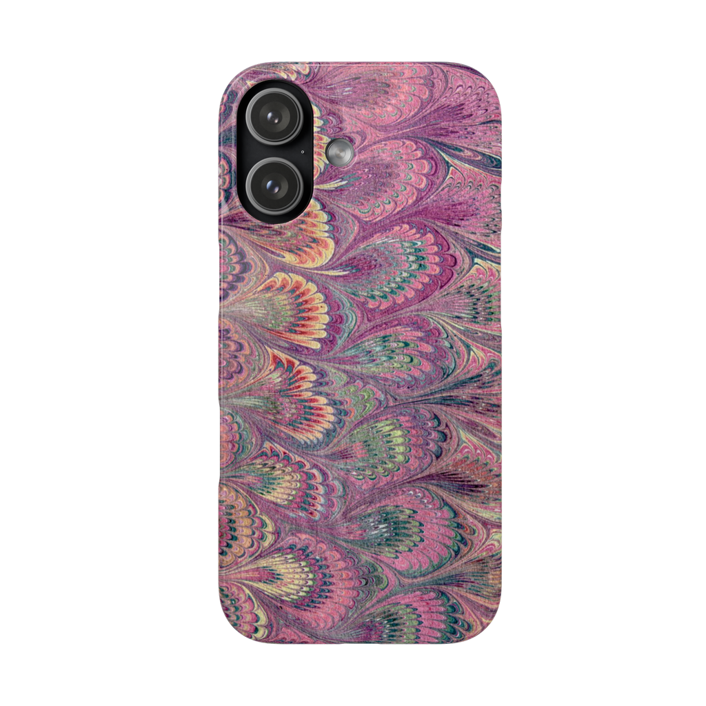 Textured Pinks Feather Marbled Swirl Phone Case - Single Layer Slim Case
