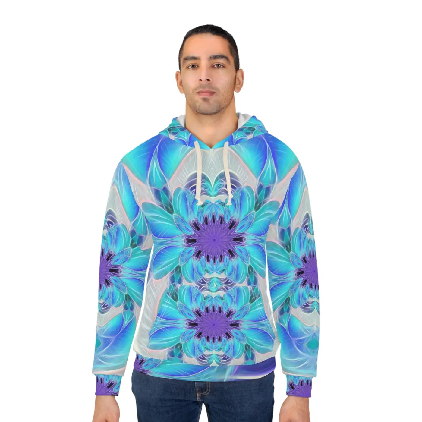 Blue Abstract Art Pullover Hoodie - Artistic Comfort - DipaliZ