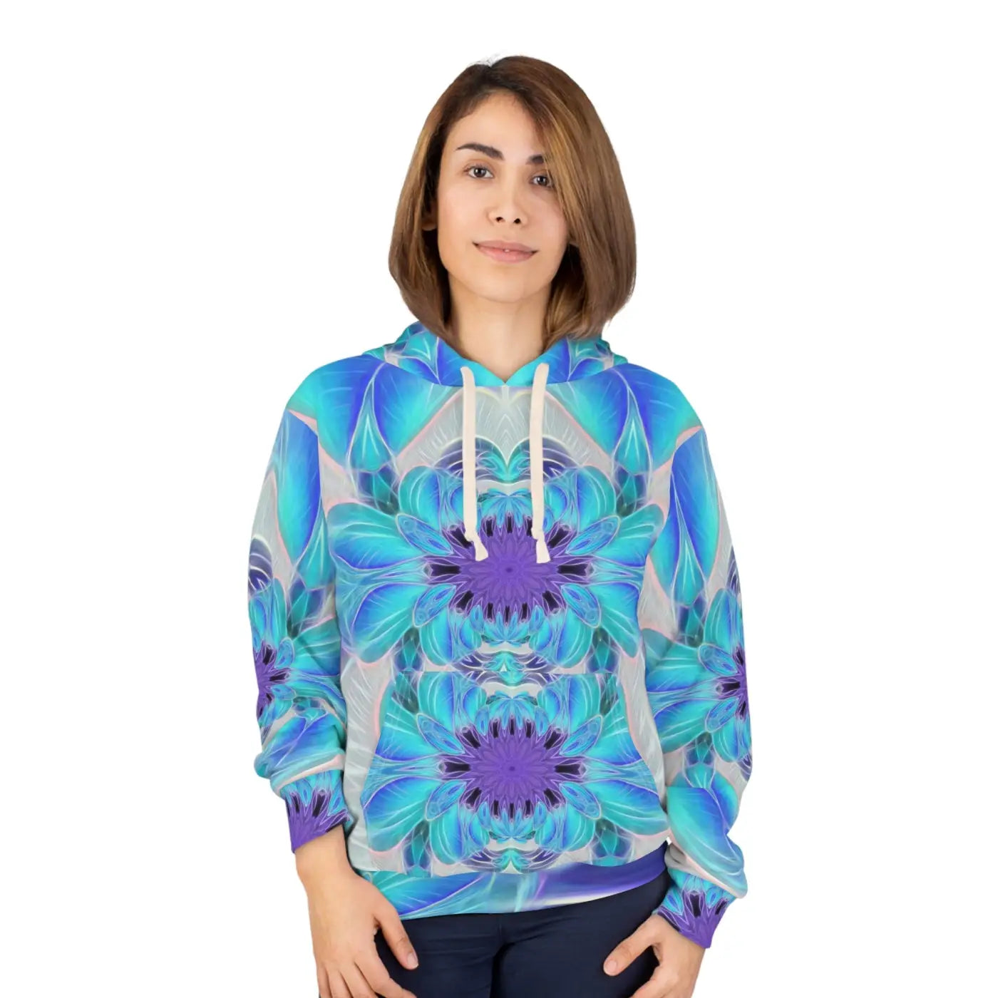 Blue Abstract Art Pullover Hoodie - Artistic Comfort - DipaliZ