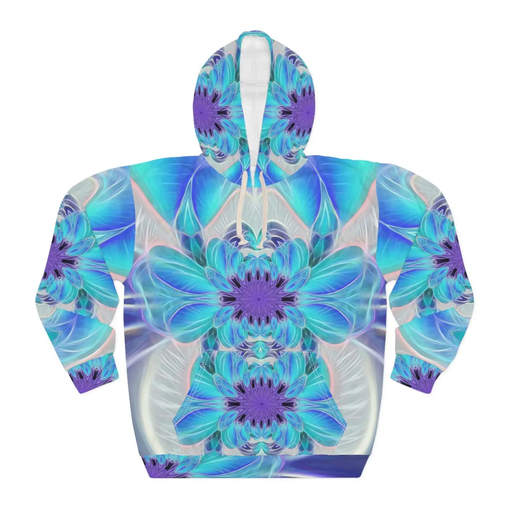 Blue Abstract Art Pullover Hoodie - Artistic Comfort - DipaliZ