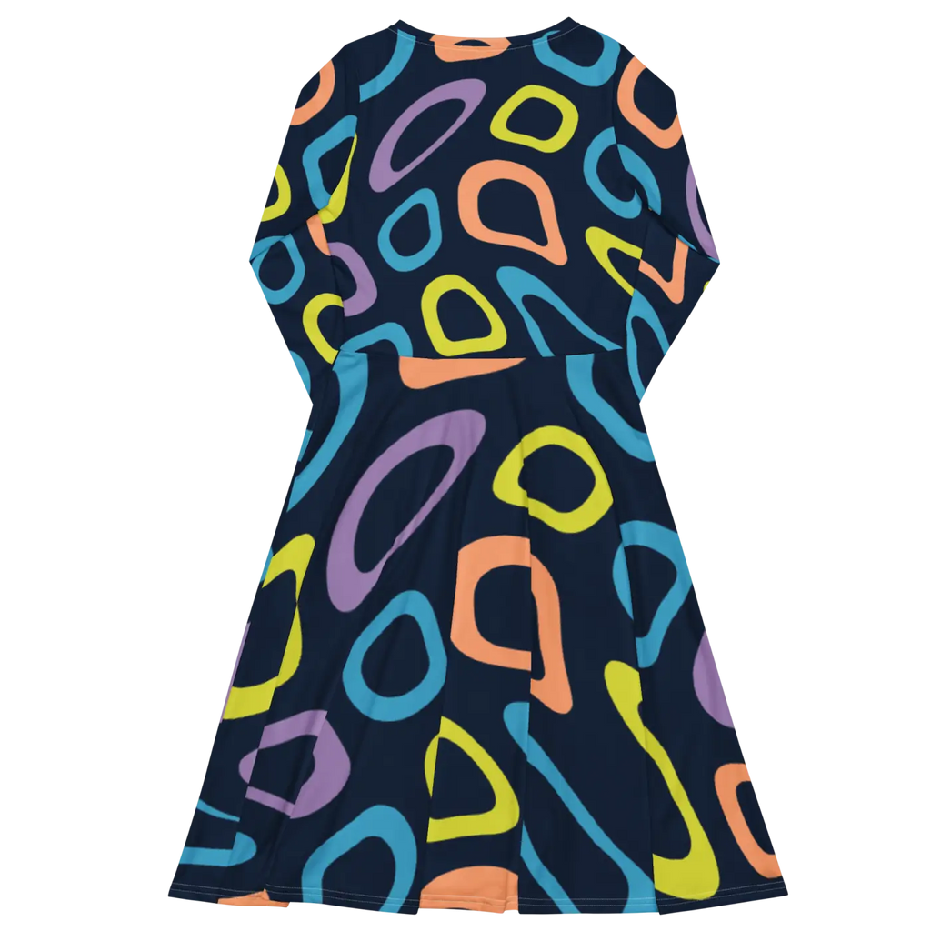 Print Long Sleeve Dress - Abstract Colorful Irregular - DipaliZ
