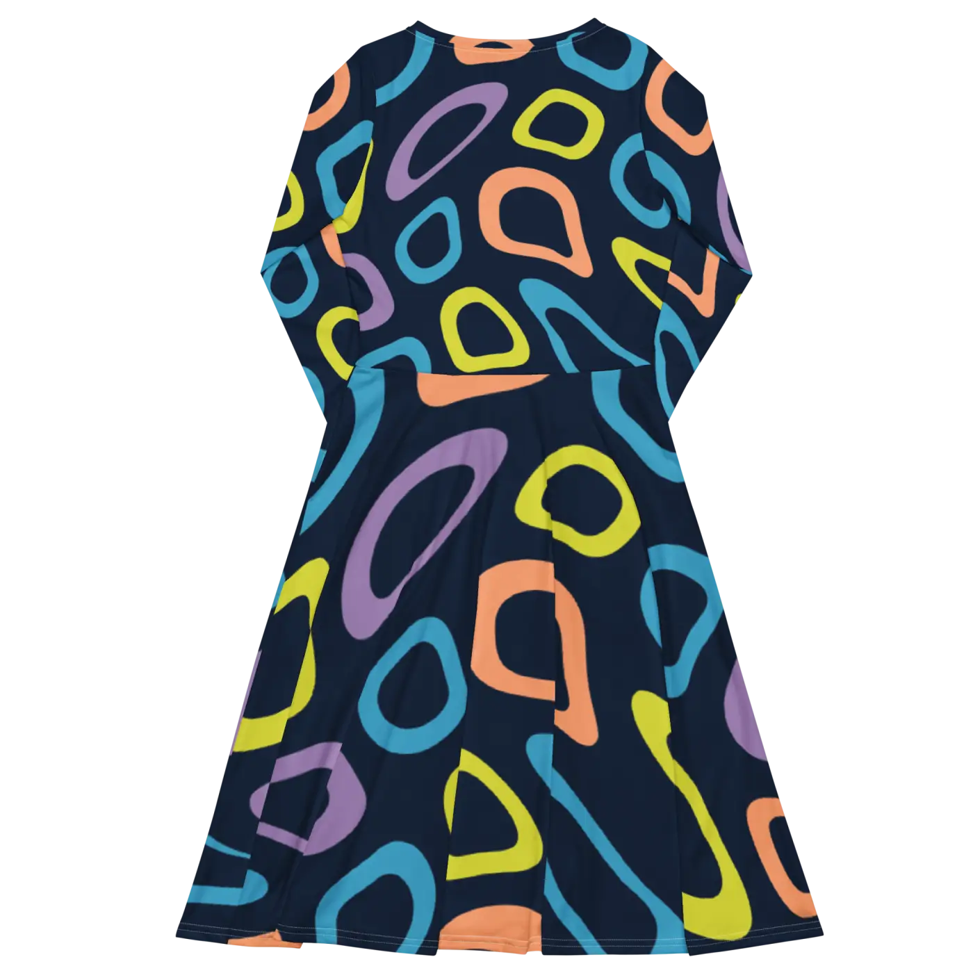Print Long Sleeve Dress - Abstract Colorful Irregular - DipaliZ