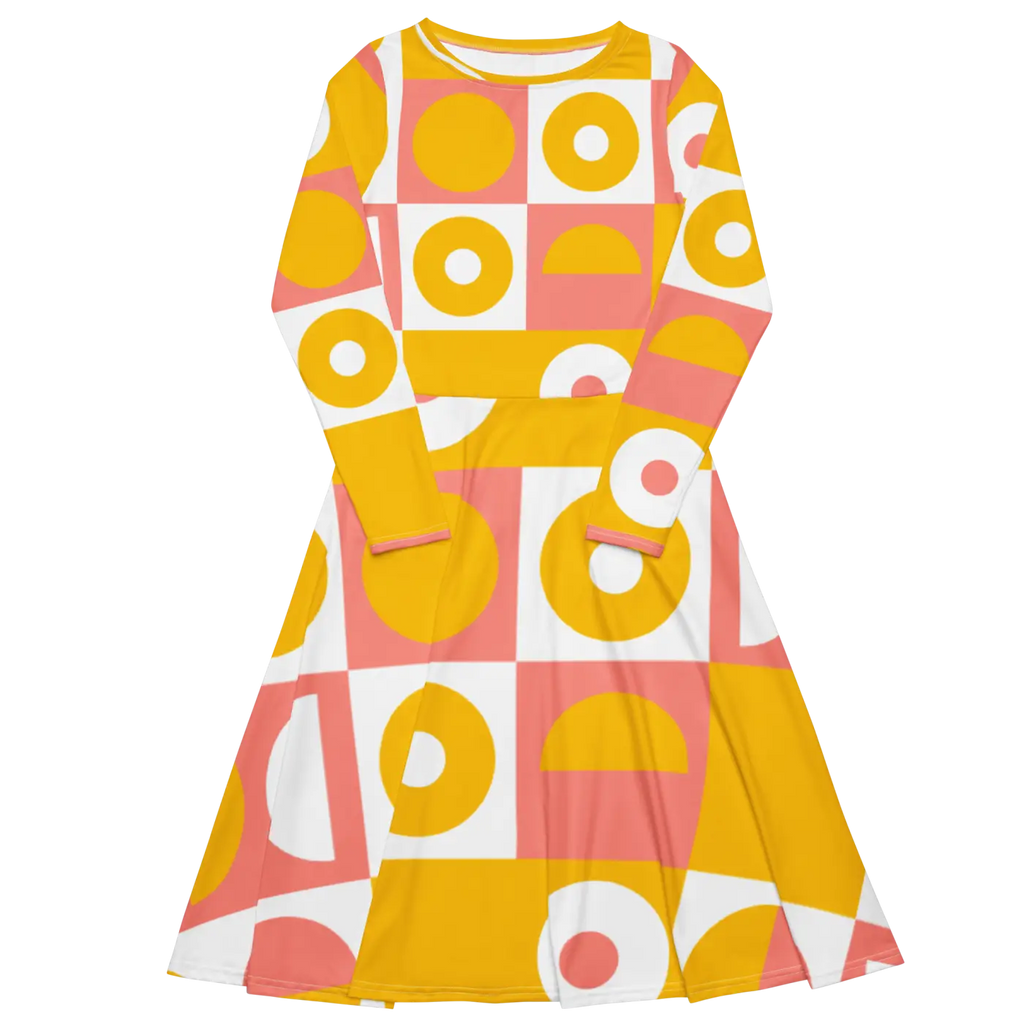 Abstract Orange Midi Dress - Vibrant Statement Style - DipaliZ