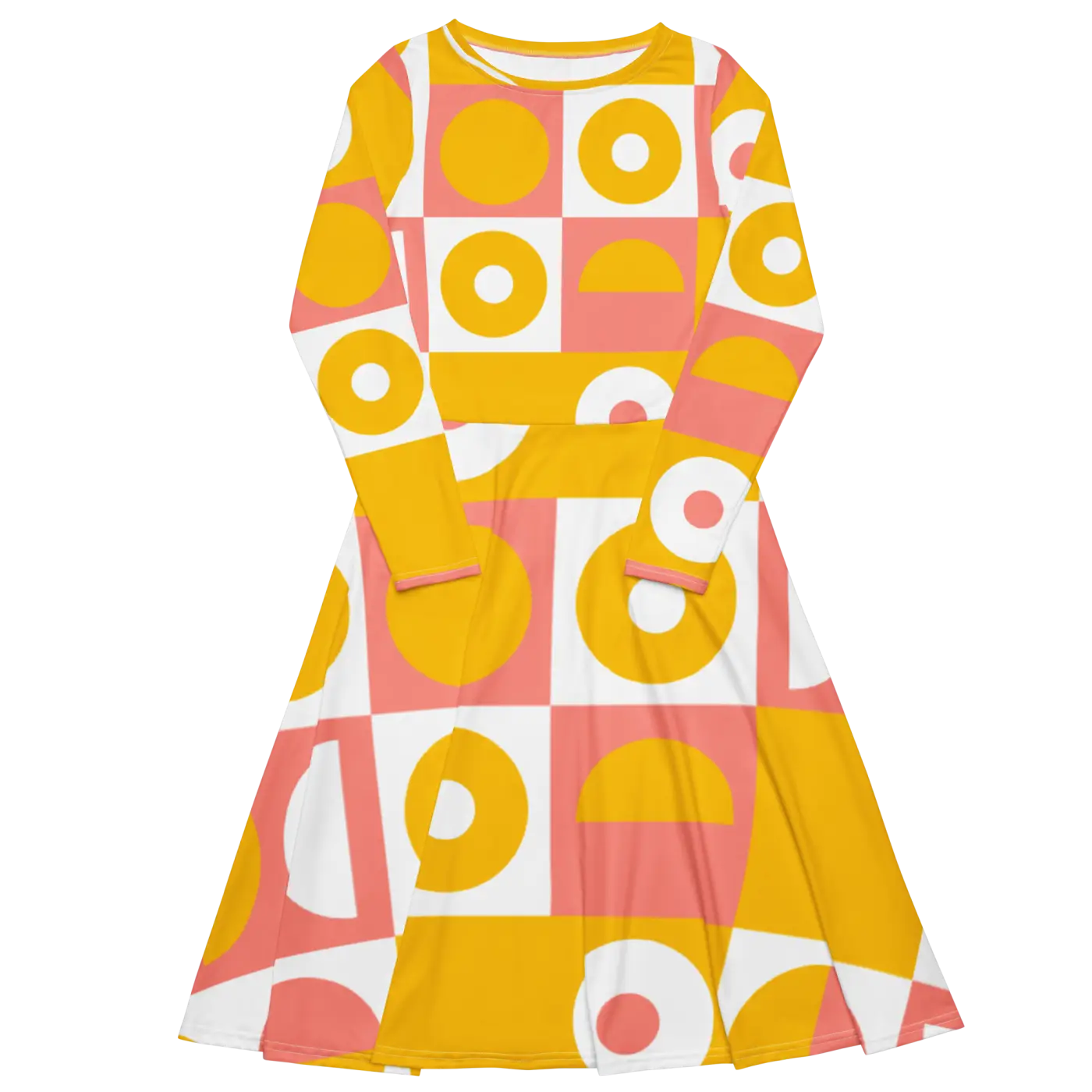Abstract Orange Midi Dress - Vibrant Statement Style - DipaliZ