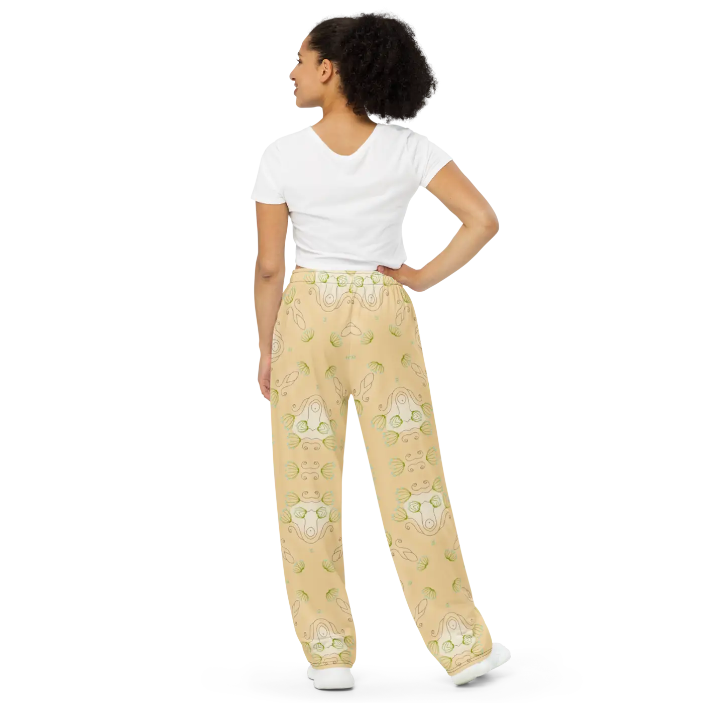Yellow Wide-Leg Pants - Abstract Print Unisex - DipaliZ