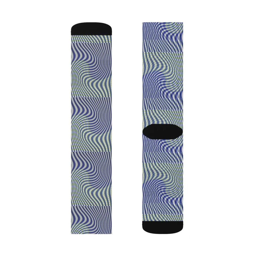 Wavy Blue Sublimation Socks - Bold Comfort Style - DipaliZ