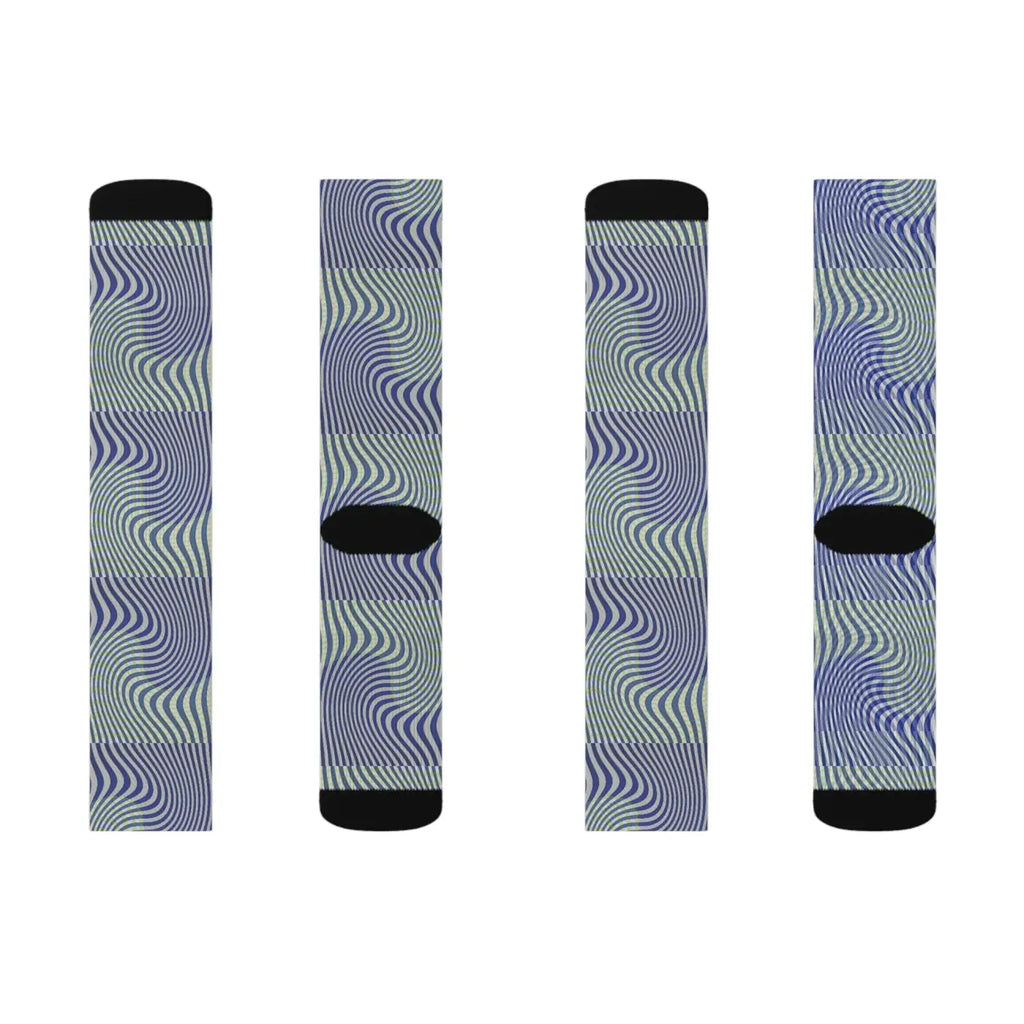 Wavy Blue Sublimation Socks - Bold Comfort Style - DipaliZ