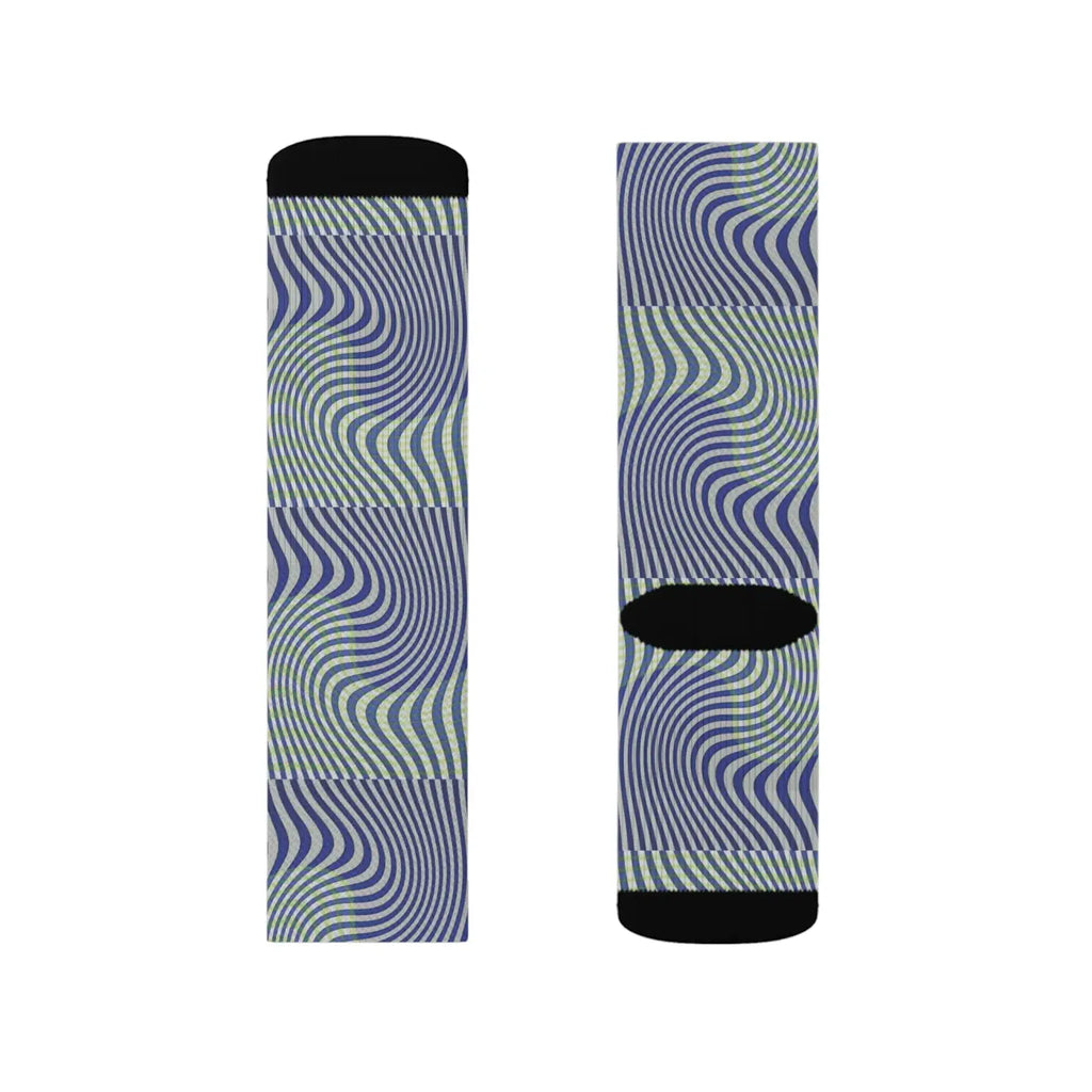 Wavy Blue Sublimation Socks - Bold Comfort Style - DipaliZ