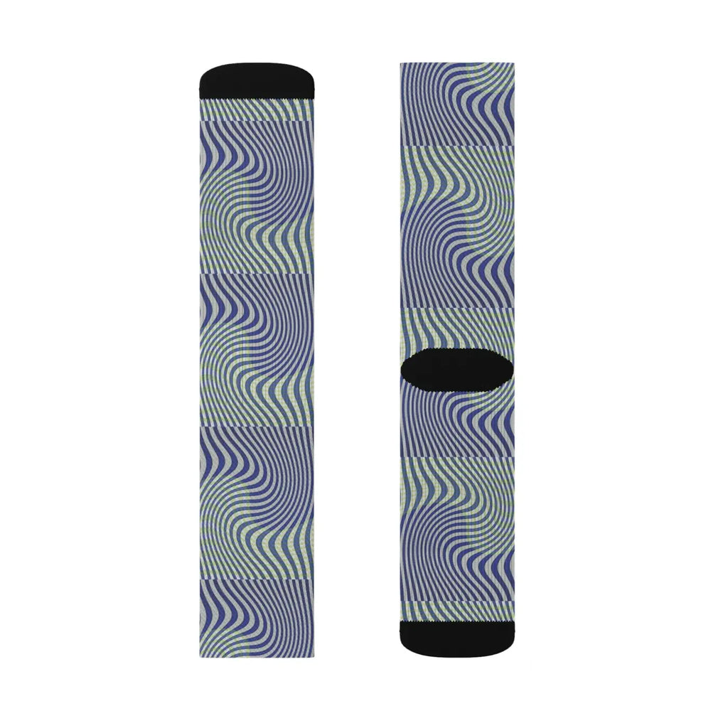 Wavy Blue Sublimation Socks - Bold Comfort Style - DipaliZ