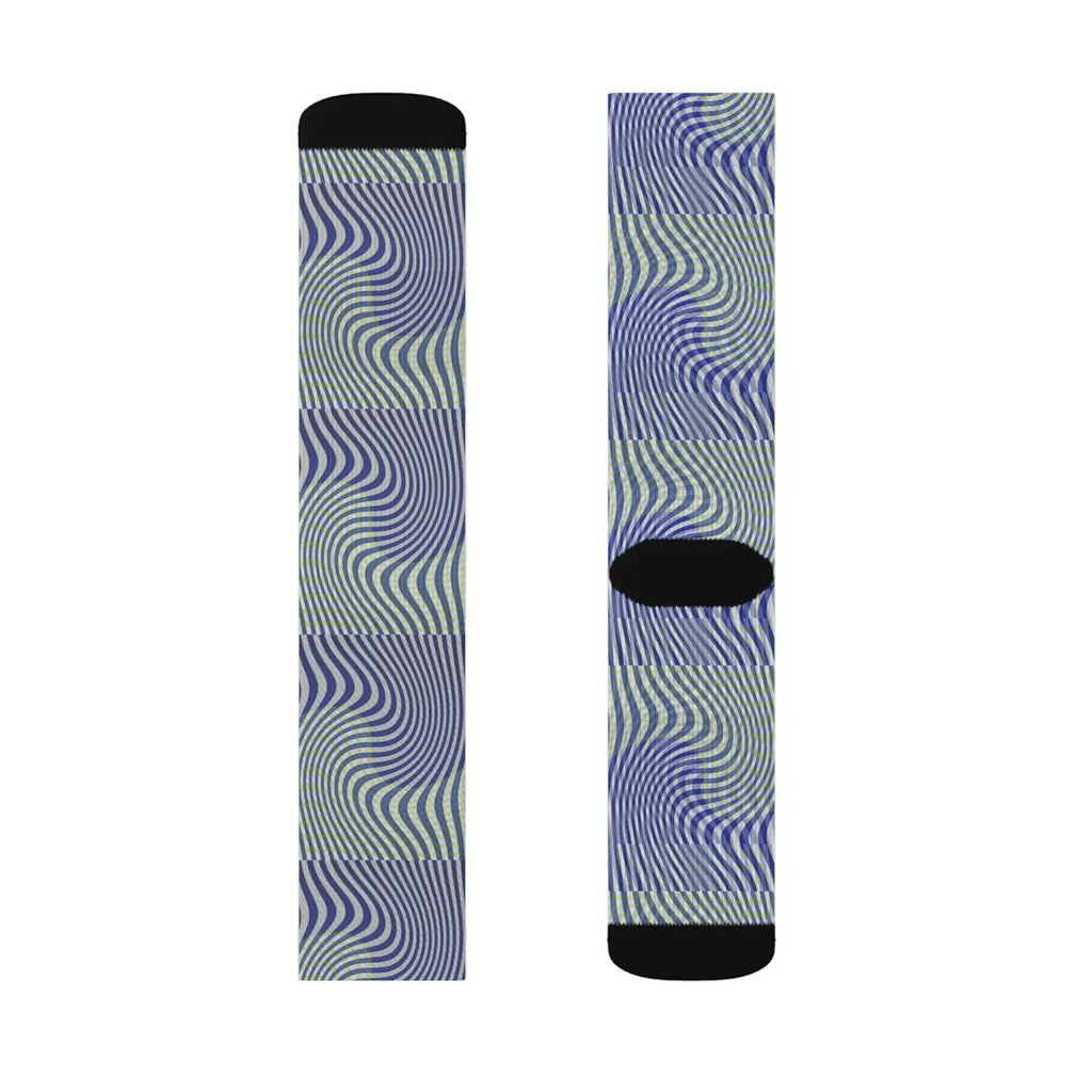 Wavy Blue Sublimation Socks - Bold Comfort Style - DipaliZ