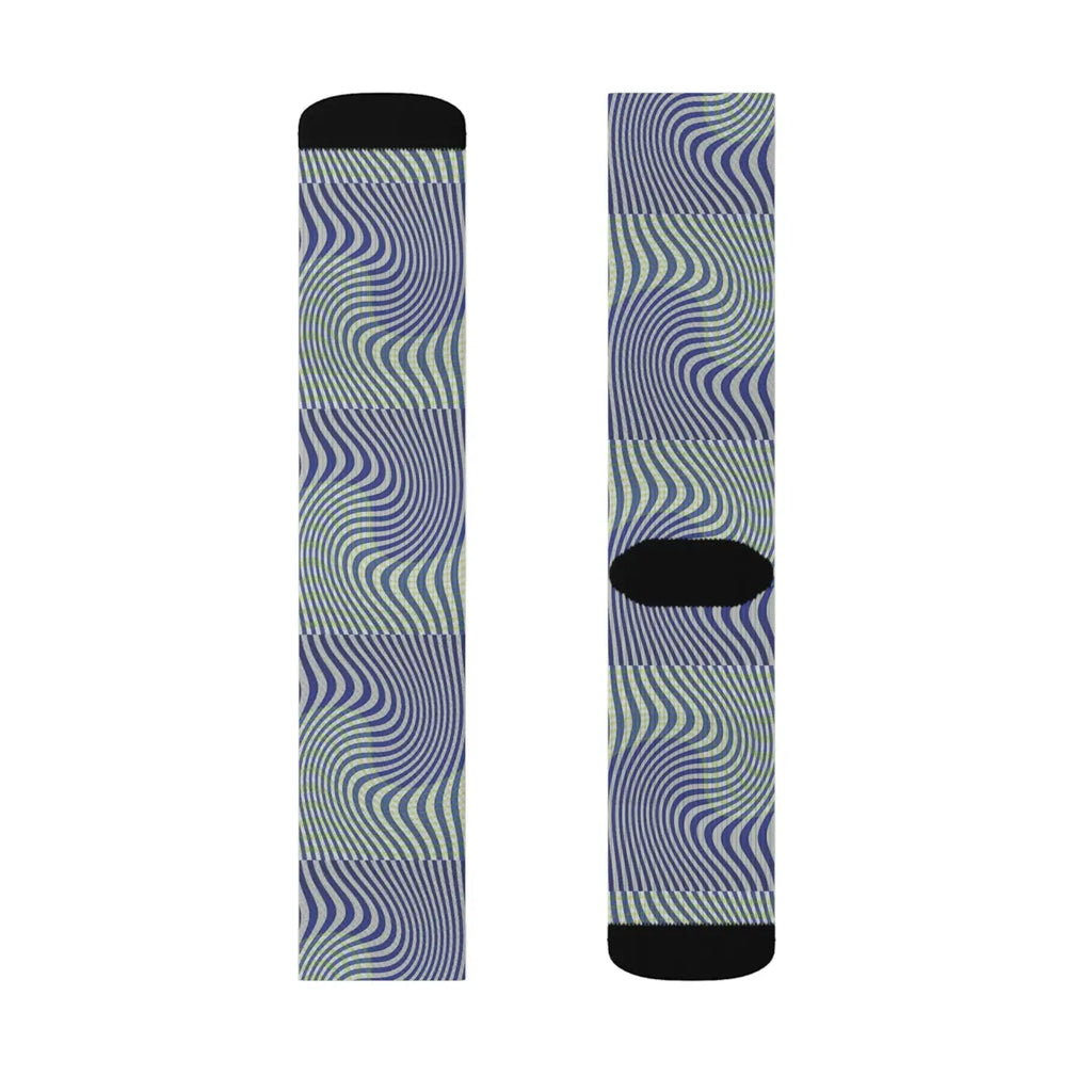 Wavy Blue Sublimation Socks - Bold Comfort Style - DipaliZ