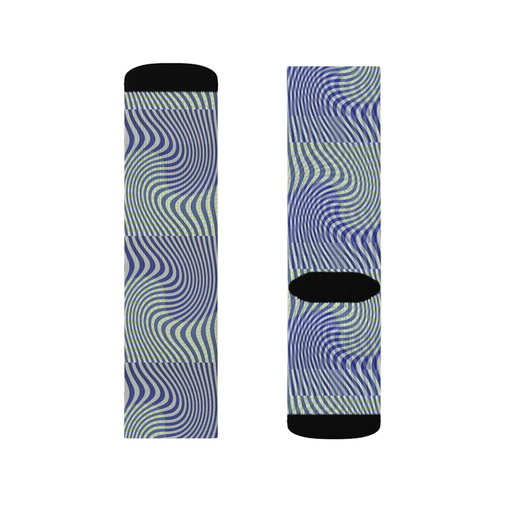 Wavy Blue Sublimation Socks - Bold Comfort Style - DipaliZ