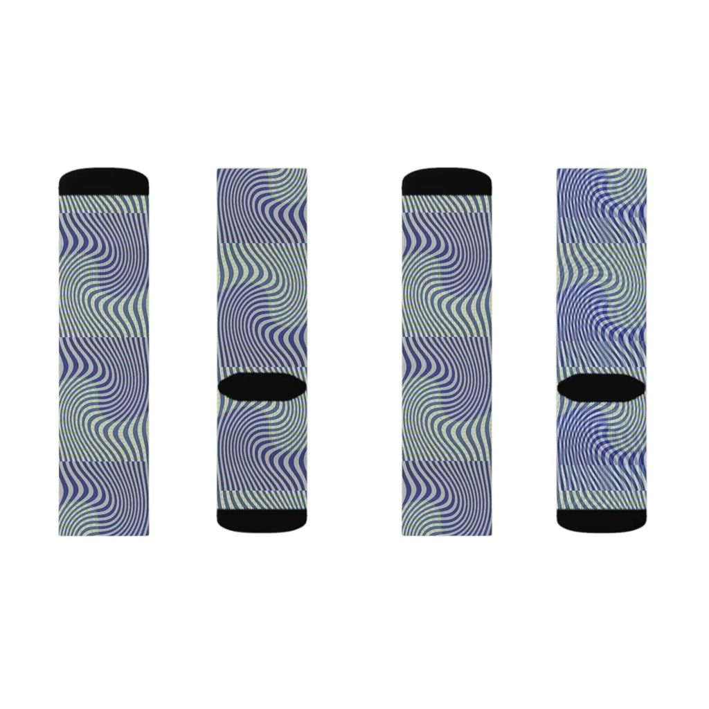 Wavy Blue Sublimation Socks - Bold Comfort Style - DipaliZ