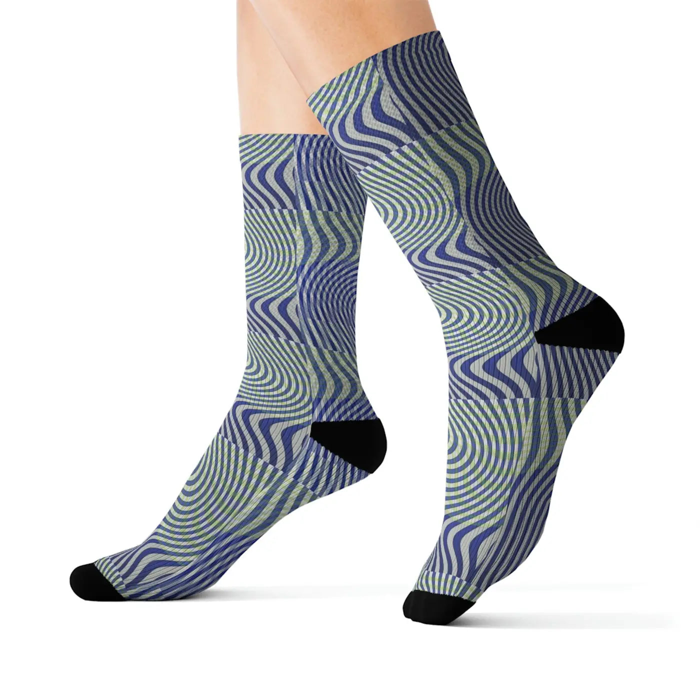 Wavy Blue Sublimation Socks - Bold Comfort Style - DipaliZ