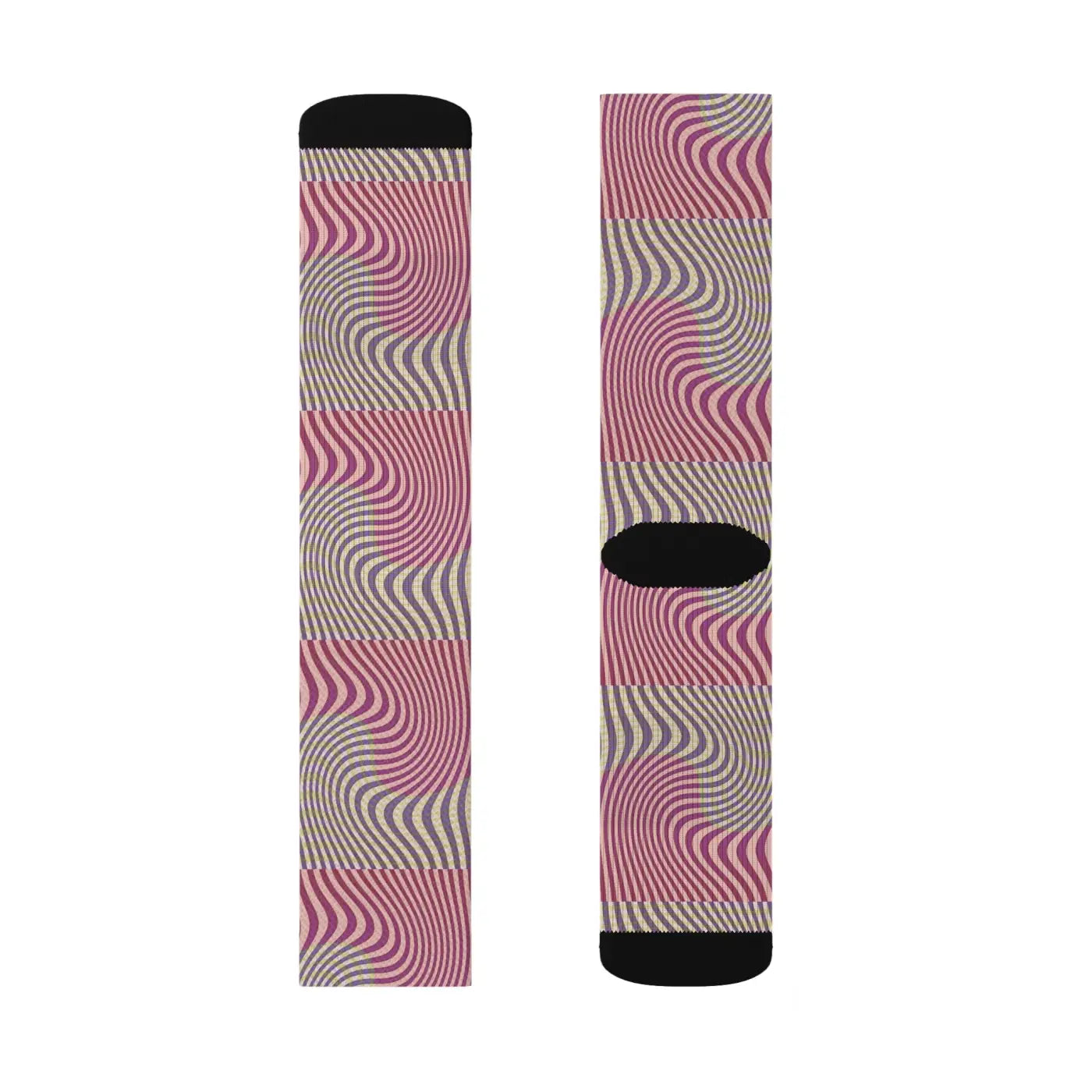 Abstract Wavy Red Socks - Bold Striped Design - DipaliZ