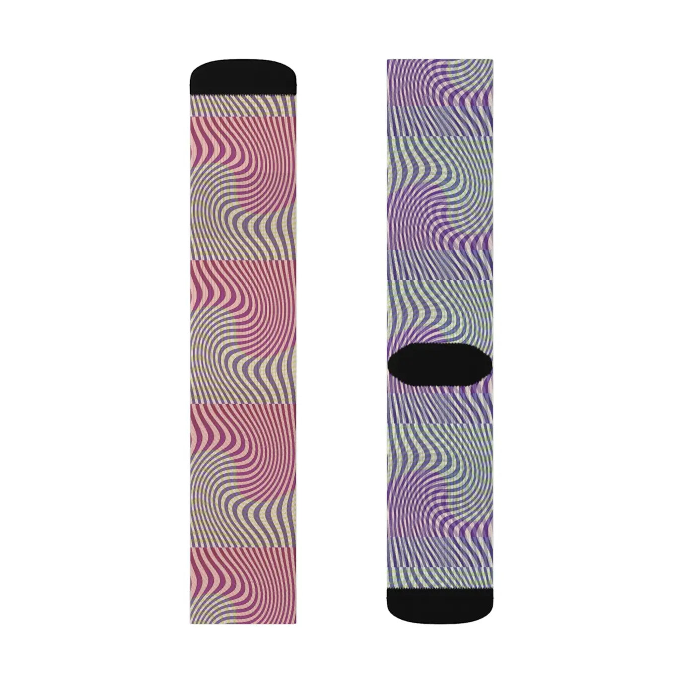 Abstract Wavy Red Socks - Bold Striped Design - DipaliZ