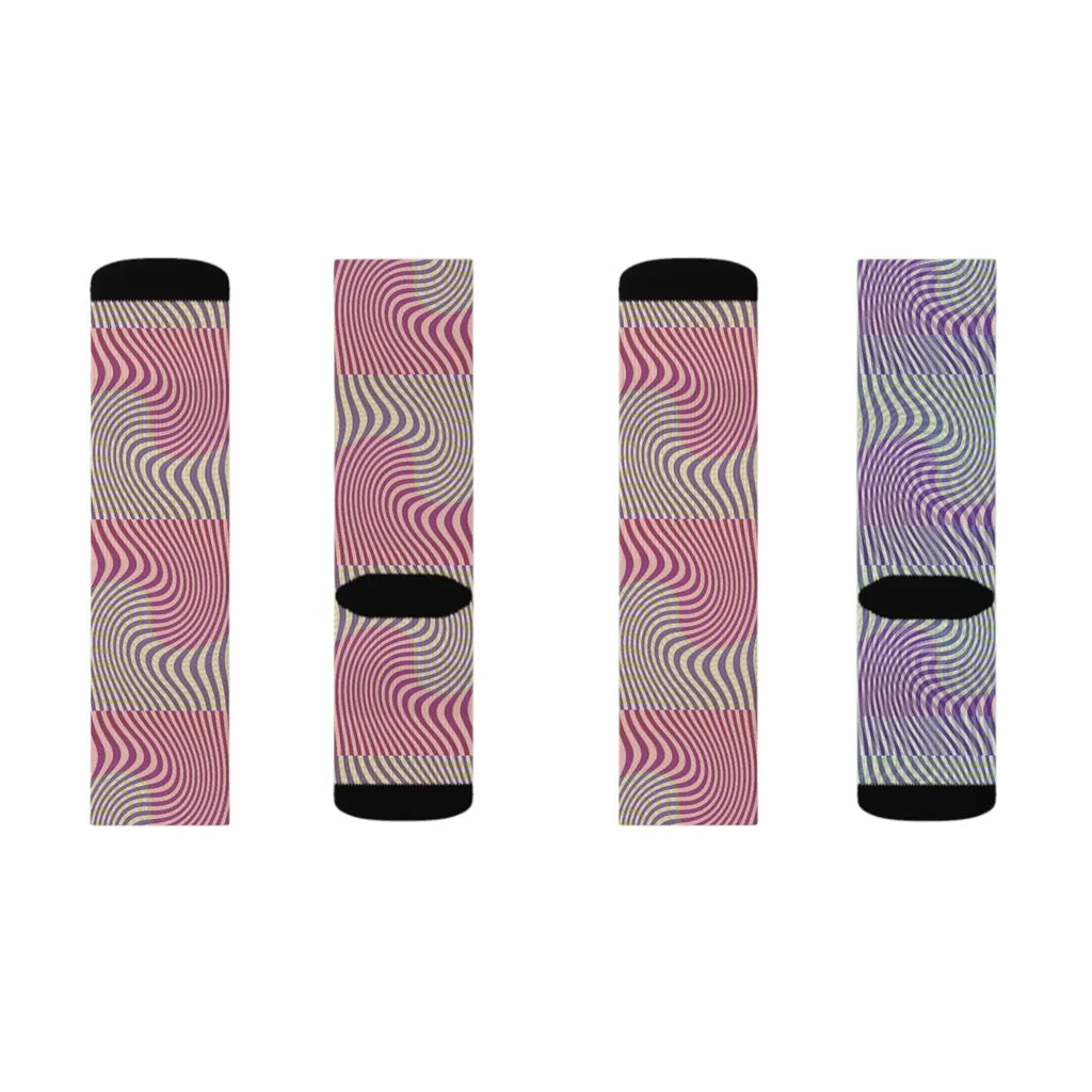 Abstract Wavy Red Socks - Bold Striped Design - DipaliZ