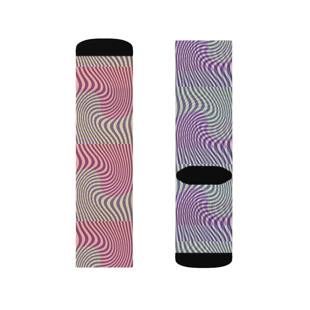 Abstract Wavy Red Socks - Bold Striped Design - DipaliZ